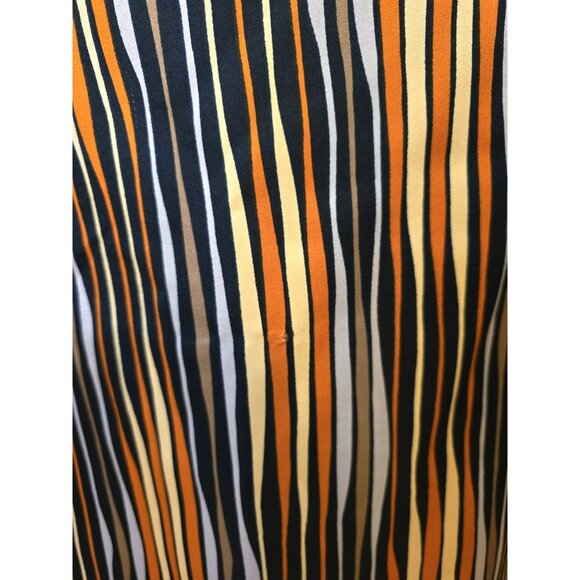 Vintage 70s Midi Skirt Optical Illusion Striped Office Retro Mod Orange Black M - Picture 3 of 7